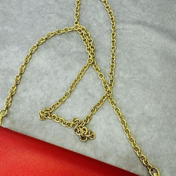 Prada Saffiano Red Mini Bandoliera Chain Clutch Crossbody Bag - Picture 7 of 14